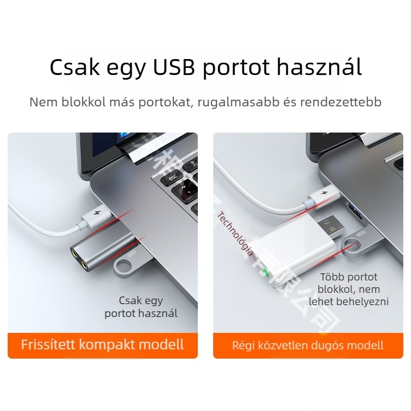 USB külső hangkártya USB-hez fejhallgató + mikrofon illesztőprogram nélküli asztali számítógéphez notebookhoz PS4 külső hangkártya