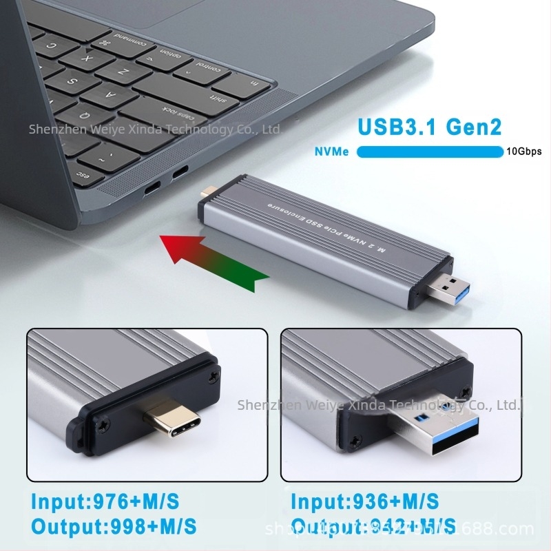 M.2 NVMe PCIe ssd usb3.2 gen2 merevlemez-ház NVMe merevlemez-ház in-line kettős interfész