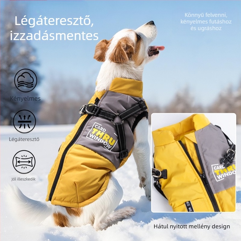 Új kisállatruhák, meleg pamut ruhák nagytestű kutyáknak, kényelmes, vízálló pamut ruhák kutyáknak, hőmérséklet-tartós kiskutya ruhák, szélálló tapadás