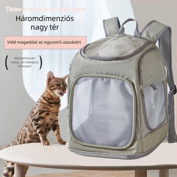 Új kisállat hátizsák, hordozható macska hátizsák, lélegző hálós, ventilátoros macska hátizsák