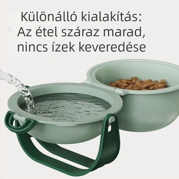 Határokon átnyúló, kétrétegű, kültéri, állítható ivóvíz-kutyaeledel-tál, hordozható, magas, összecsukható, fulladásgátlóval ellátott kisállat-tál