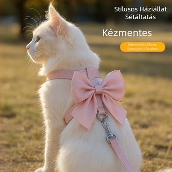 Macska póráz törésgátló macska póráz bőr Taobao élénk selyem nagy masni macska I alakú pórázzal nagykereskedelem