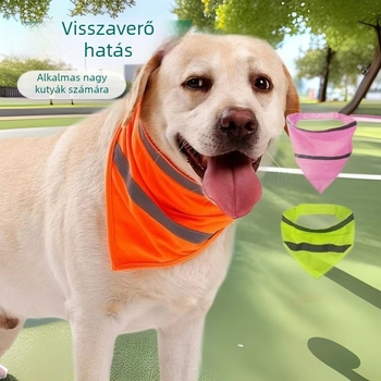 Nagytestű kutyáknak való, fluoreszkáló, háromszög alakú sál tépőzárral, kutyanyaksál, fényvisszaverő nyálsál, sál, nyakkendő, világító fluoreszkáló