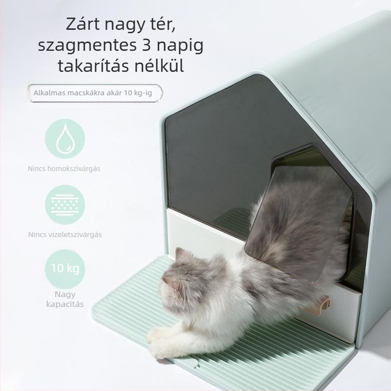 Macskaalom doboz teljesen zárt nagy extra nagy dezodor dezodor fröccsenésgátló fiókos macskaalom doboz macska WC