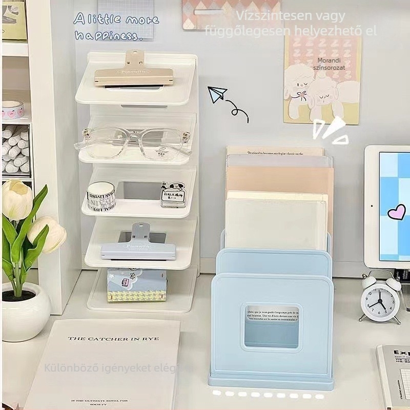 Asztali könyvállvány akril anyagból Morandi átlátszó diákkönyv tároló állvány irodaszer könyvespolc nagykereskedelem