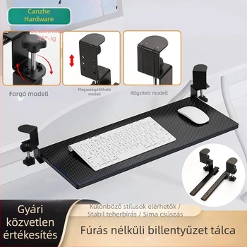 Hidegen hengerelt acél, ütésmentes billentyűzet, forgatható, állítható, multifunkcionális elhelyezésű, hosszabbító konzol csúszósínnel, teleszkópos fióktálcával