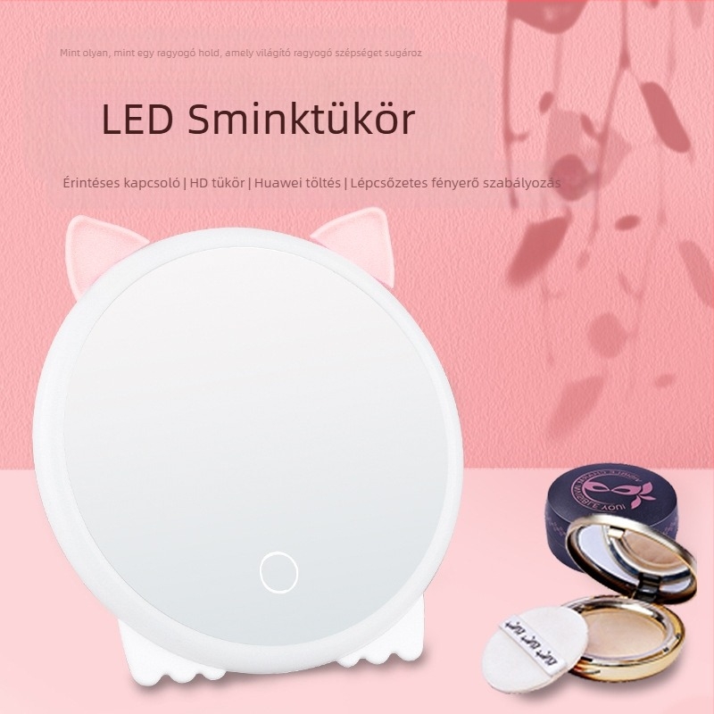 Új LED sminktükör haj széles összecsukható asztali öltözőtükör kézi, fejlett hordozható hálószobai tükör