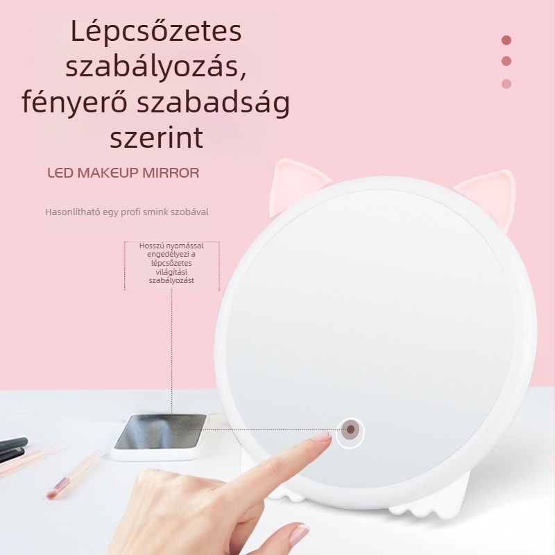 Új LED sminktükör haj széles összecsukható asztali öltözőtükör kézi, fejlett hordozható hálószobai tükör