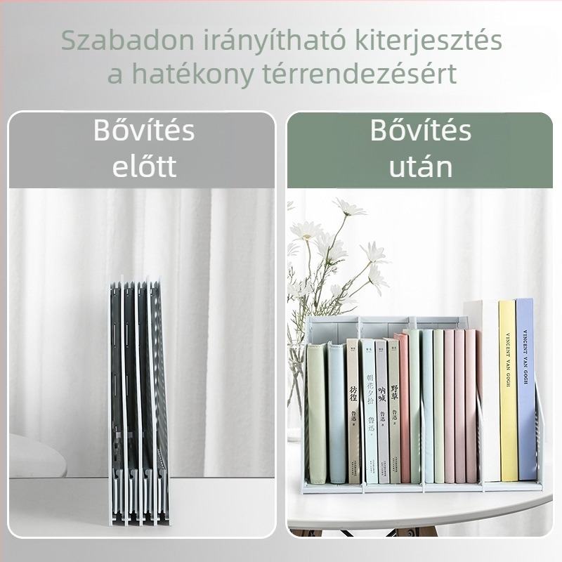 Deli TB505 összecsukható irattartó keret, asztali irattartó polc, irodai réteges irattartó, nyújtható könyvtartó állvány