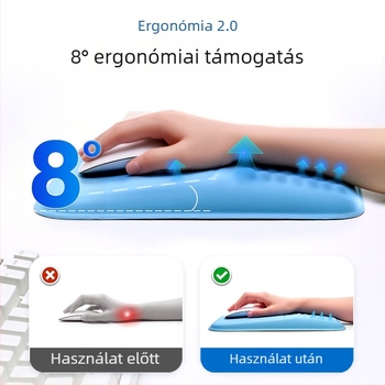 Memóriahabos csuklóra szerelhető egérpad párna, puha, lassan visszapattanó, bőrbarát érzetű, egyszerű irodai pad, szilikon csuklóra szerelhető egérpad