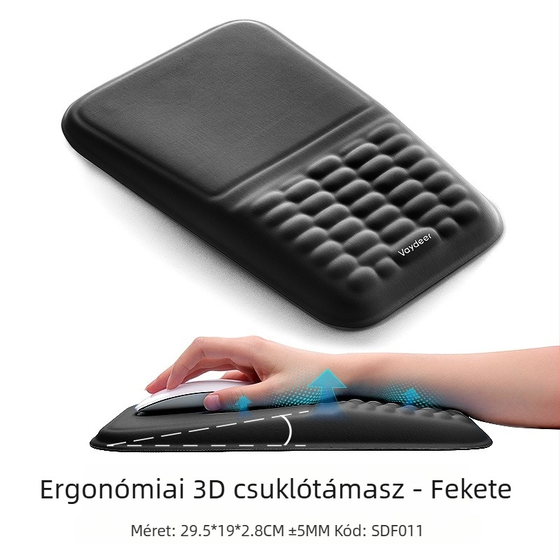 Memóriahabos csuklóra szerelhető egérpad párna, puha, lassan visszapattanó, bőrbarát érzetű, egyszerű irodai pad, szilikon csuklóra szerelhető egérpad