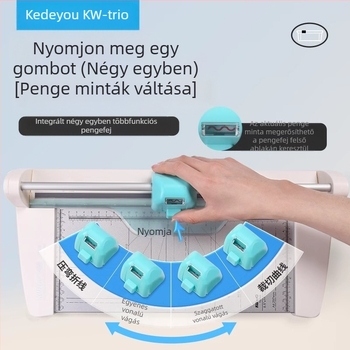 Kedeyou KWTRIO 13048 többfunkciós fém papírvágó papírvágó nehéz vágókés négy az egyben