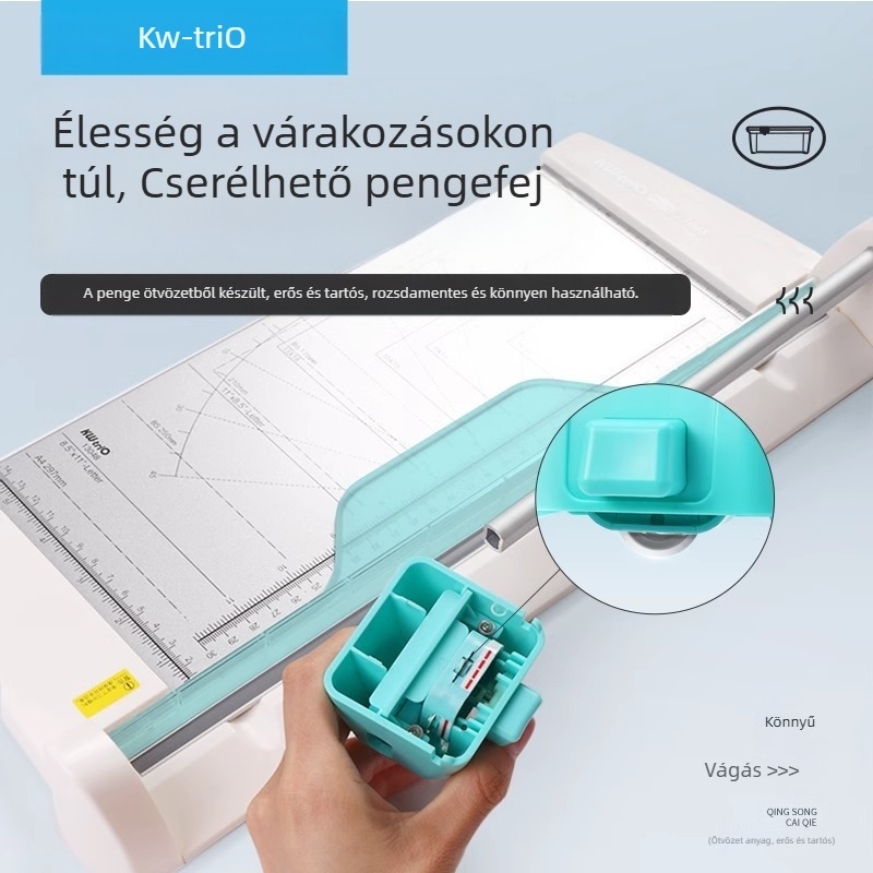 Kedeyou KWTRIO 13048 többfunkciós fém papírvágó papírvágó nehéz vágókés négy az egyben