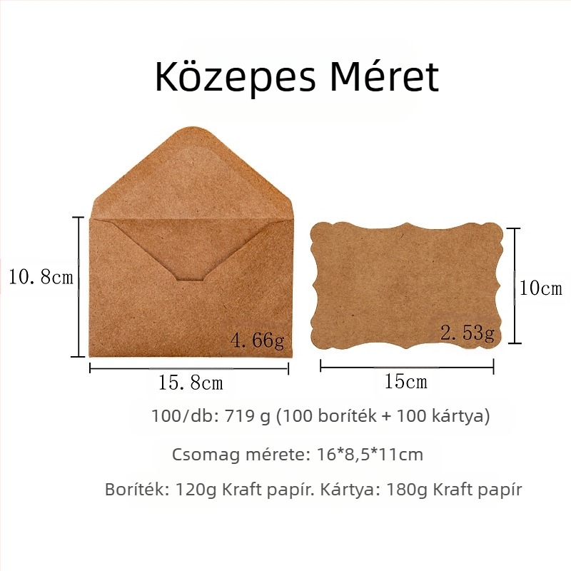 Kreatív kraftpapír üdvözlőlap Retro üres hullámos csipke kézi születésnapi hálaadás áldás kártya boríték öltöny