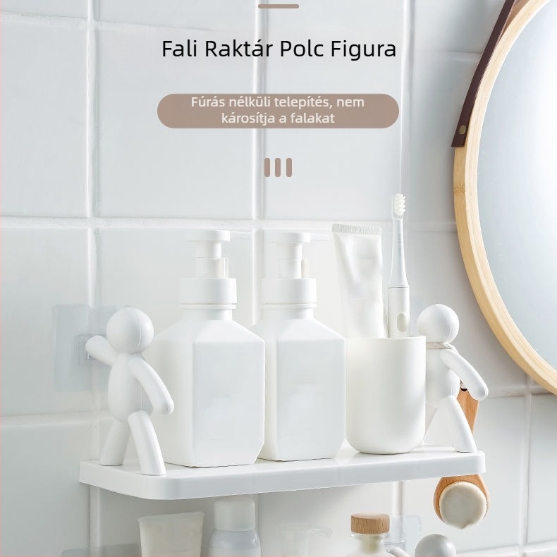 Kis méretű tárolóállvány, falra szerelhető, ütésmentes fürdőszobai kozmetikai tárolóállvány, konyhai fűszertartó rendező állvány, otthoni tárolás