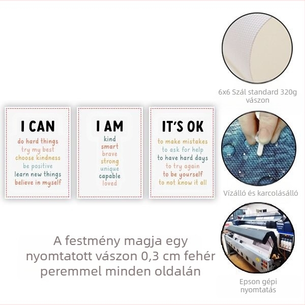 Amazon rajzfilmmondatok óvoda függő festmény vászon keret nélküli festmény hármas inspiráló idézetek gyerekszoba dekoratív festmény