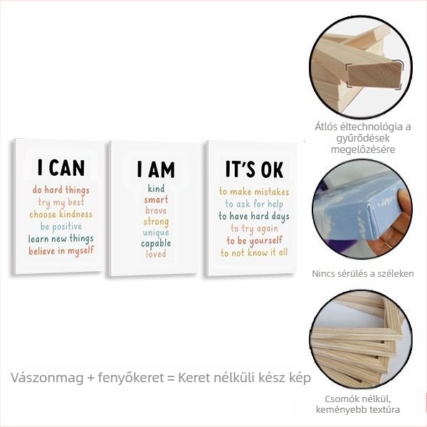 Amazon rajzfilmmondatok óvoda függő festmény vászon keret nélküli festmény hármas inspiráló idézetek gyerekszoba dekoratív festmény