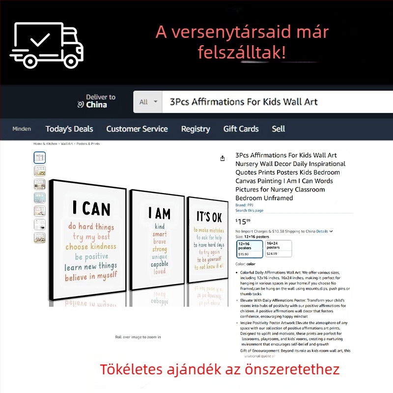 Amazon rajzfilmmondatok óvoda függő festmény vászon keret nélküli festmény hármas inspiráló idézetek gyerekszoba dekoratív festmény