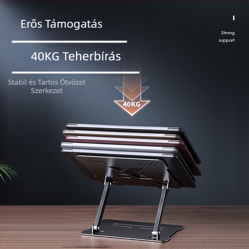 Hűtő laptop állvány, állítható, állítható álló alumínium ötvözetből készült asztali, magasító, függesztett polc