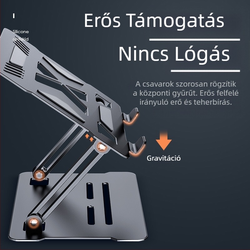 Hűtő laptop állvány, állítható, állítható álló alumínium ötvözetből készült asztali, magasító, függesztett polc