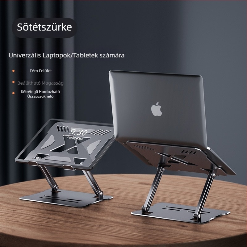 Hűtő laptop állvány, állítható, állítható álló alumínium ötvözetből készült asztali, magasító, függesztett polc