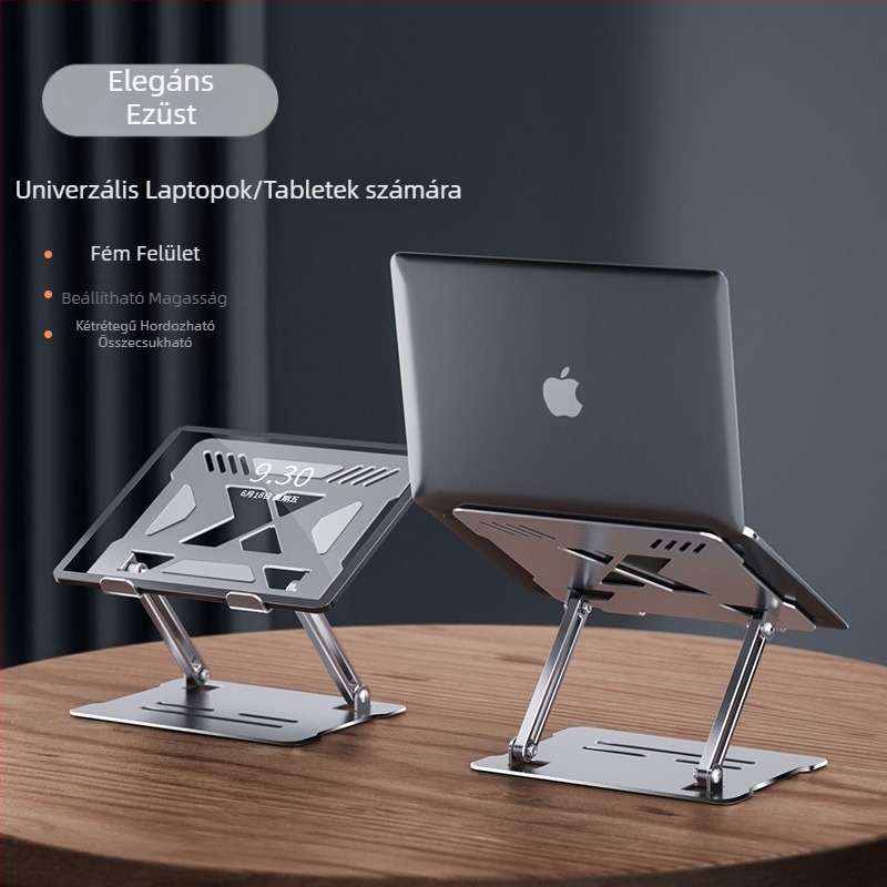 Hűtő laptop állvány, állítható, állítható álló alumínium ötvözetből készült asztali, magasító, függesztett polc