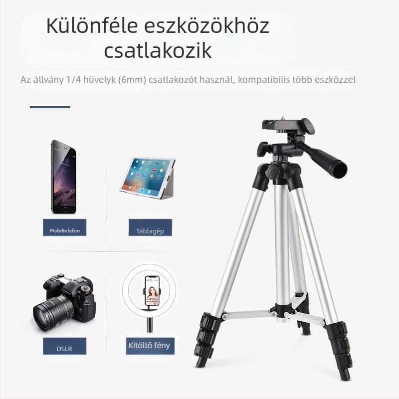 Slr fényképezőgép állvány, háromlábú gimbal, asztali mobiltelefon, élő fotózási állvány, kültéri horgászlámpa állvány