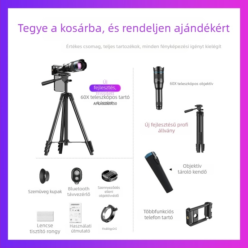 APEXEL 60-szoros teleobjektíves távcső HD monokuláris kézi fényképezési távcső lencséje