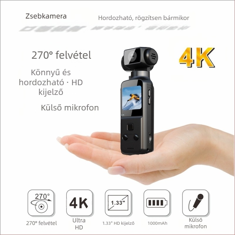 Népszerű K1 zsebkamera 4K HD sportkamera kézi kerékpáros sportkamera 270°-ban forgatható vlog