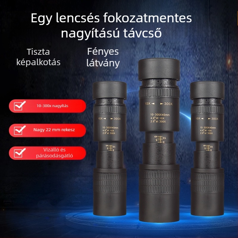 10-300x 40 új teleszkóp nagy teljesítményű HD egycsöves zoom mobiltelefon kamerás teleszkóp