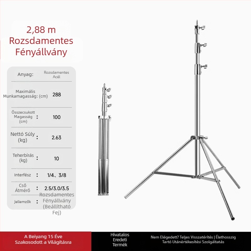 Rozsdamentes acél lámpaállvány derítőfényhez, élő közvetítéshez, mennyezeti lámpaállvány, hordozható teleszkópos lámpaállvány kültéri felvételkészítéshez