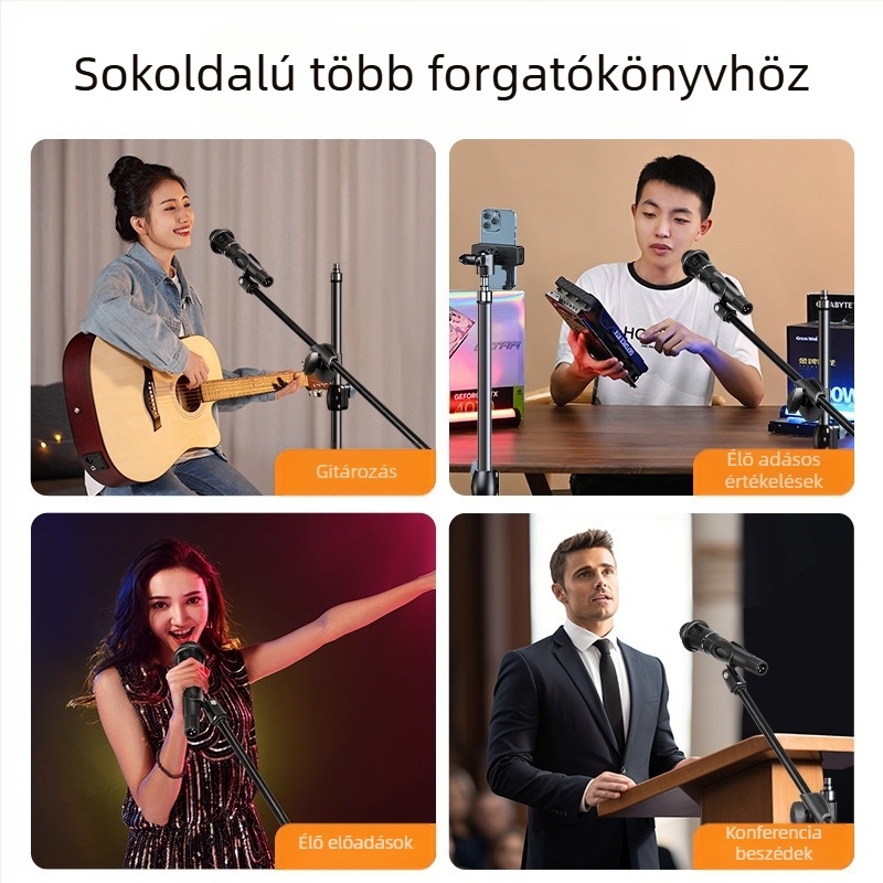 Új univerzális mikrofoncsipesz, álló fém mikrofon vízszintes rúdkonzol, multifunkcionális, visszahúzható mikrofonkonzol