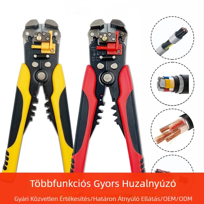 D2 többfunkciós automata kábelcsupaszító fogó villanyszerelőknek, három az egyben, kétszínű kábelcsupaszító krimpelő szerszám, csavarvágó