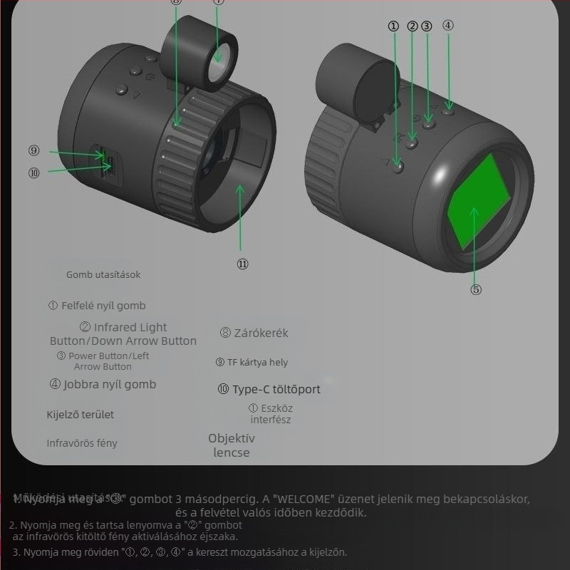 Elektronikus szemlencse Madármegfigyelő videó Nagyfelbontású infravörös éjjellátó Csillagászati monokulár Teljes színű éjjellátó Monokuláris teleszkóp Éjszakai horgászat