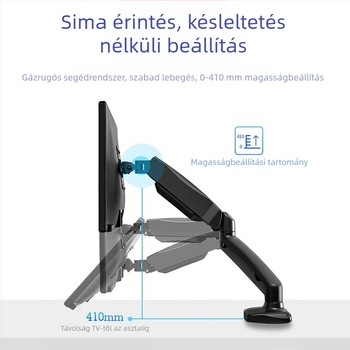 Kétképernyős monitorállvány, számítógép képernyőjének emelőállvány, asztali kijelző, ütésmentes, teleszkópos forgatás