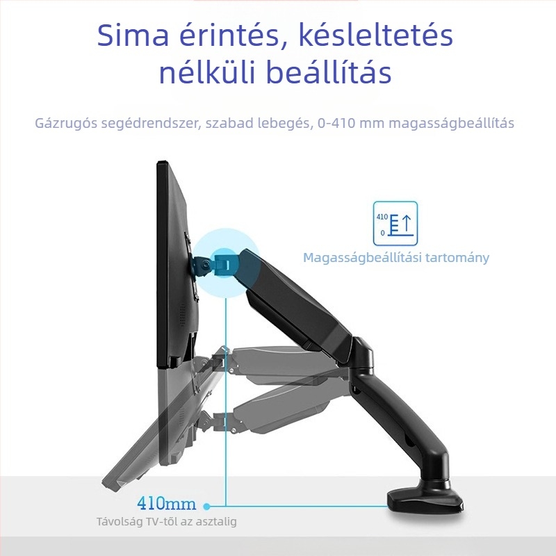 Kétképernyős monitorállvány, számítógép képernyőjének emelőállvány, asztali kijelző, ütésmentes, teleszkópos forgatás
