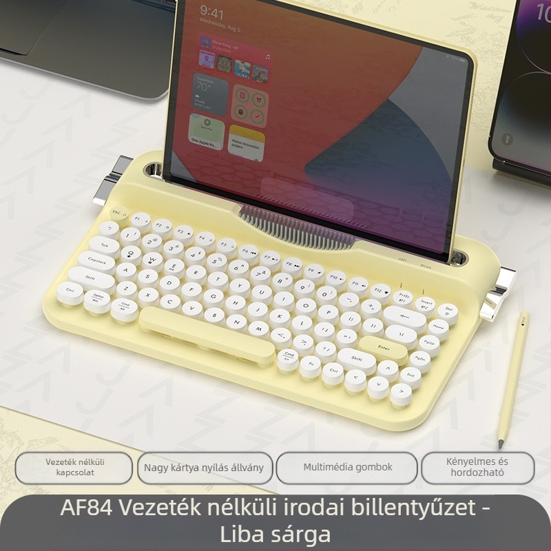 Heijue AF84 Bluetooth vezeték nélküli 2.4g kettős üzemmódú retró billentyűzet, amely több eszköz csatlakoztatását támogatja, és hornyos rögzítéssel rendelkezik.