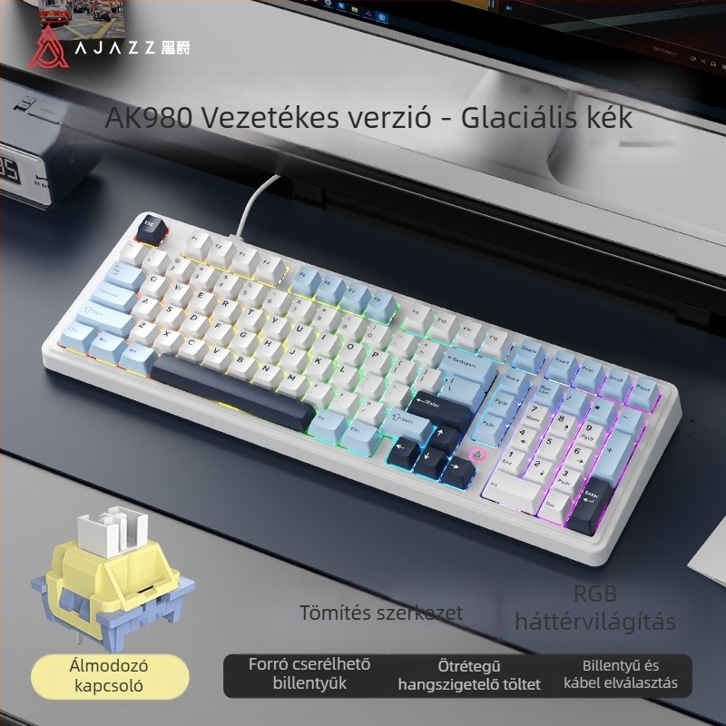 Heijue Ak980 mechanikus billentyűzet játék 100 billentyűs testreszabott e-sport irodai játék számítógépes billentyűzet Amazon