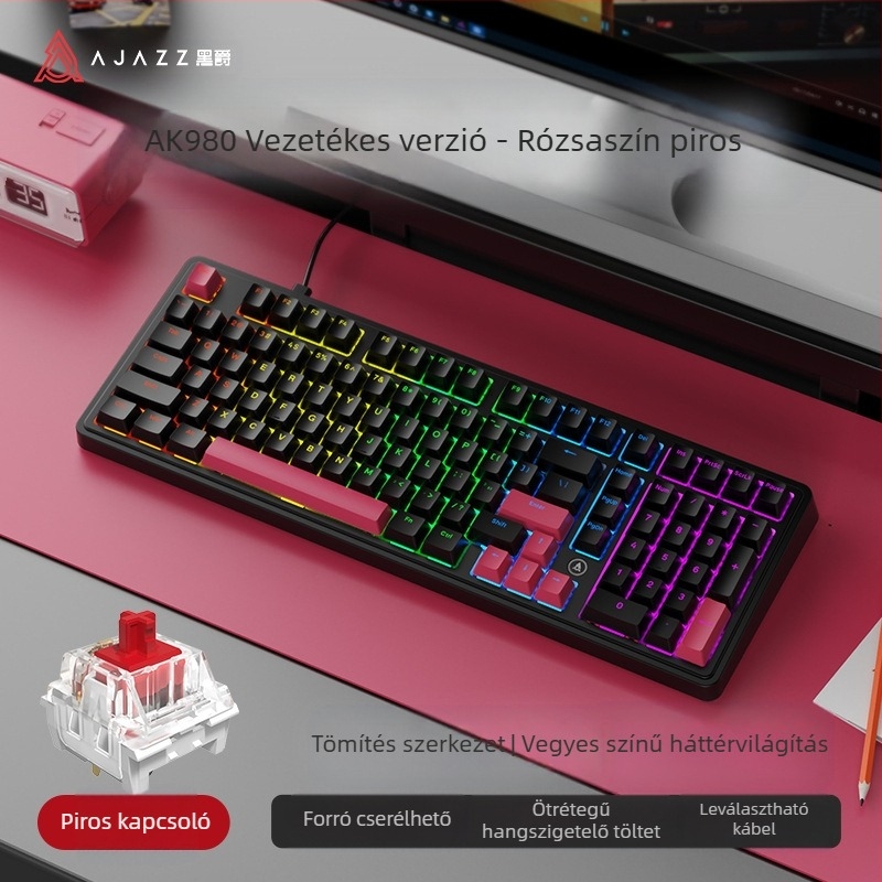 Heijue Ak980 mechanikus billentyűzet játék 100 billentyűs testreszabott e-sport irodai játék számítógépes billentyűzet Amazon