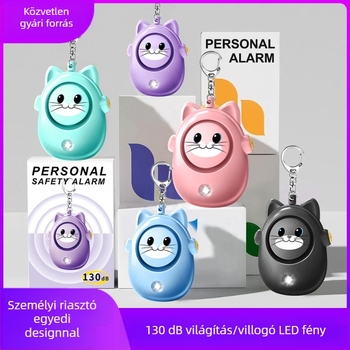 2024 Új aranyos macskás személyi riasztó női farkasellenes tárgy kültéri gyerekeknek Női vészhelyzeti önvédelmi kulcstartó