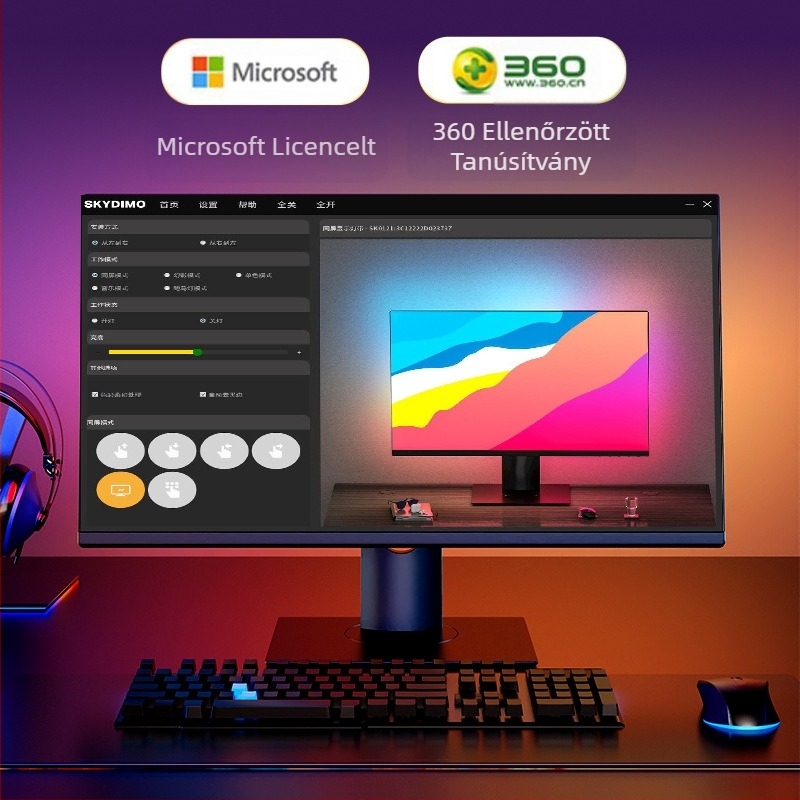 RGB azonos képernyős hangulatvilágítás E-sport asztali játékhoz, hangulatos fantomfény számítógépes háttérvilágítással