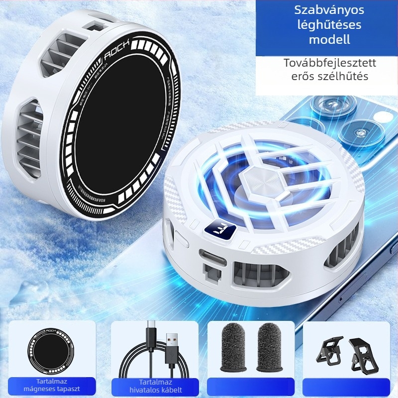 Intelligens digitális kijelzős mobiltelefon-hűtő, mágneses hátlapi klipsz, kettő az egyben hűtő, e-sport élő közvetítés, félvezető hűtőeszköz