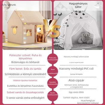 Gyerek sátor beltéri játékház kis ház kastély hercegnő ház alvó játszóház játék szúnyogháló születésnapi ajándék