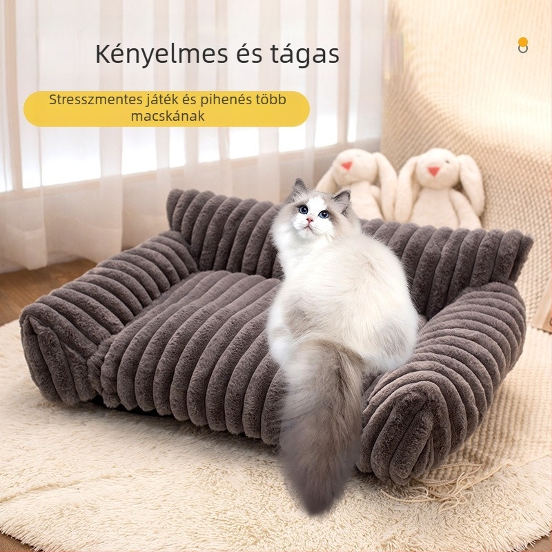 Határokon átnyúló népszerű macskafészek téli kanapéfészek nyúl plüss vastagított meleg kisállatfészek kennel kutyaszőnyeg kisállat-kellékek