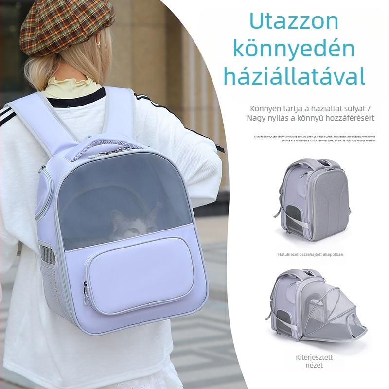 Kisállattáska, amely bővítheti a macskaketrecet, kényelmes belső pad kutyáknak és macskáknak kimegy, lélegző, hordozható kisállat utazótáska, aranyos kisállat hátizsák