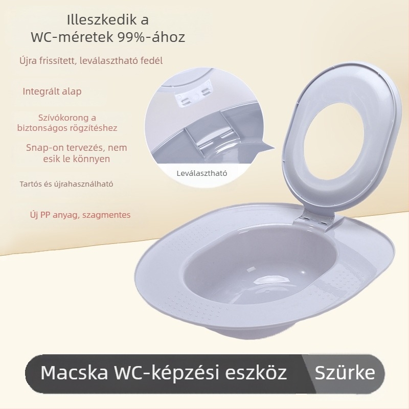 Integrált macskaalom, fixpontos macska WC-tréning eszköz, kezdő macskanevelés, nagy méret, homokcseppmentes szállítás