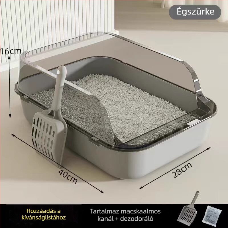 Macskaalom, félig zárt, szagmentes, extra nagy macskavécé, kisállat-kellékek, fröccsenésgátló, extra nagy macskaalom, határokon átnyúló