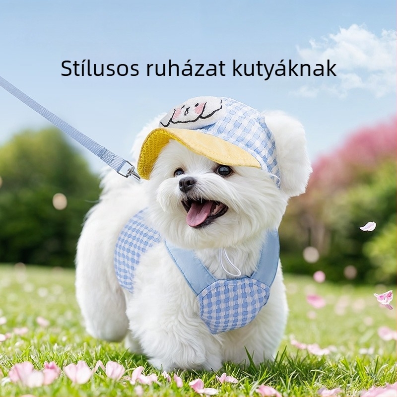 Kutya Macska Sapka Tavaszi és nyári kiruccanásokra Árnyékoló Húzásgátló Sapka Harmatgátló Fülre Állítható Kötélcsatos Sapka
