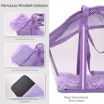 Kisállat válltáska, négyoldalas, lélegző hálós, kényelmes macskatáska, beépített biztonsági kötéllel, menekülő macskatáska