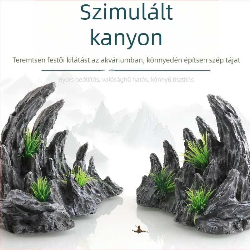 Akvárium tájgyanta Sziklakert kődekoráció mikro tájbonsai vízelnyelő kő vízkő kiegészítők kézművesség kanyon